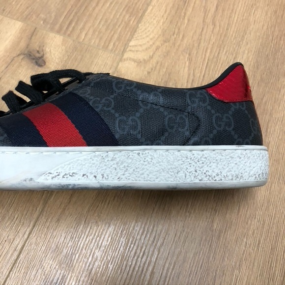 Gucci Ace GG Supreme Sneakers Mens 7 Black Streetwear Comfort Designer - Picture 14 of 15